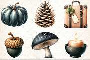 Watercolor Beige & Black Autumn Clip, an Illustration by Rose Art (Thumbnail 3 of 7)
