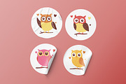 8 Cute Colorful Owl Bird in Love, an Animal Illustration by jongcreative (Thumbnail 2 of 6)