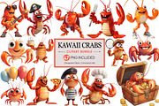 Kawaii Crabs  Clipart Bundle, an Illustration by Pixels.Craft (Thumbnail 1 of 9)