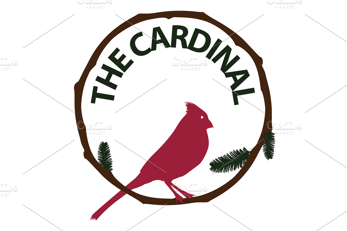 Cardinal bird perched on round stick, an Animal Illustration by LogosDen