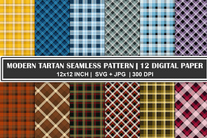 Modern Tartan Seamless Pattern Set