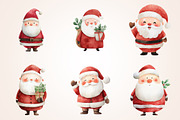 Cute Santa Claus Clipart, a Seasonal Illustration by Housui Patterns (Thumbnail 5 of 13)