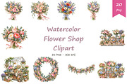 Watercolor Flower Shop Clipart, a Decorative Illustration by BerryPieArt (Thumbnail 1 of 4)