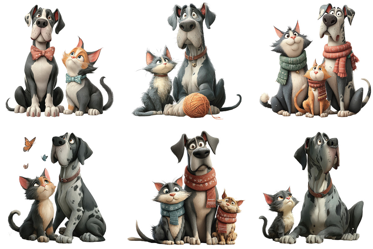 Great Danes with Kittens Clipart, an Illustration by CraftArtStudio (Photo 5 of 6)