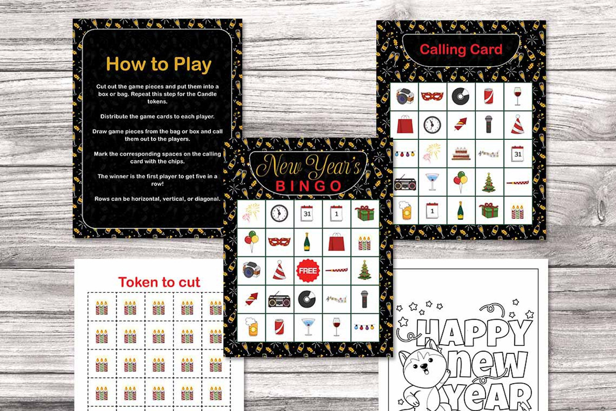 New Year's Bingo Printable Game, a Print Template by Graphicsnext (Photo 3 of 4)