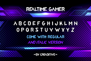 Realtime Gamer | Futuristic Typeface, a Sans Serif Font by Creaditive Design (Thumbnail 6 of 6)