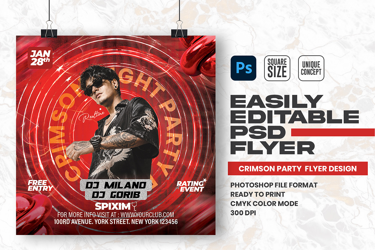 Night Party PSD Flyer Design, a Flyer Template by Shajib Shikder (Photo 1 of 2)