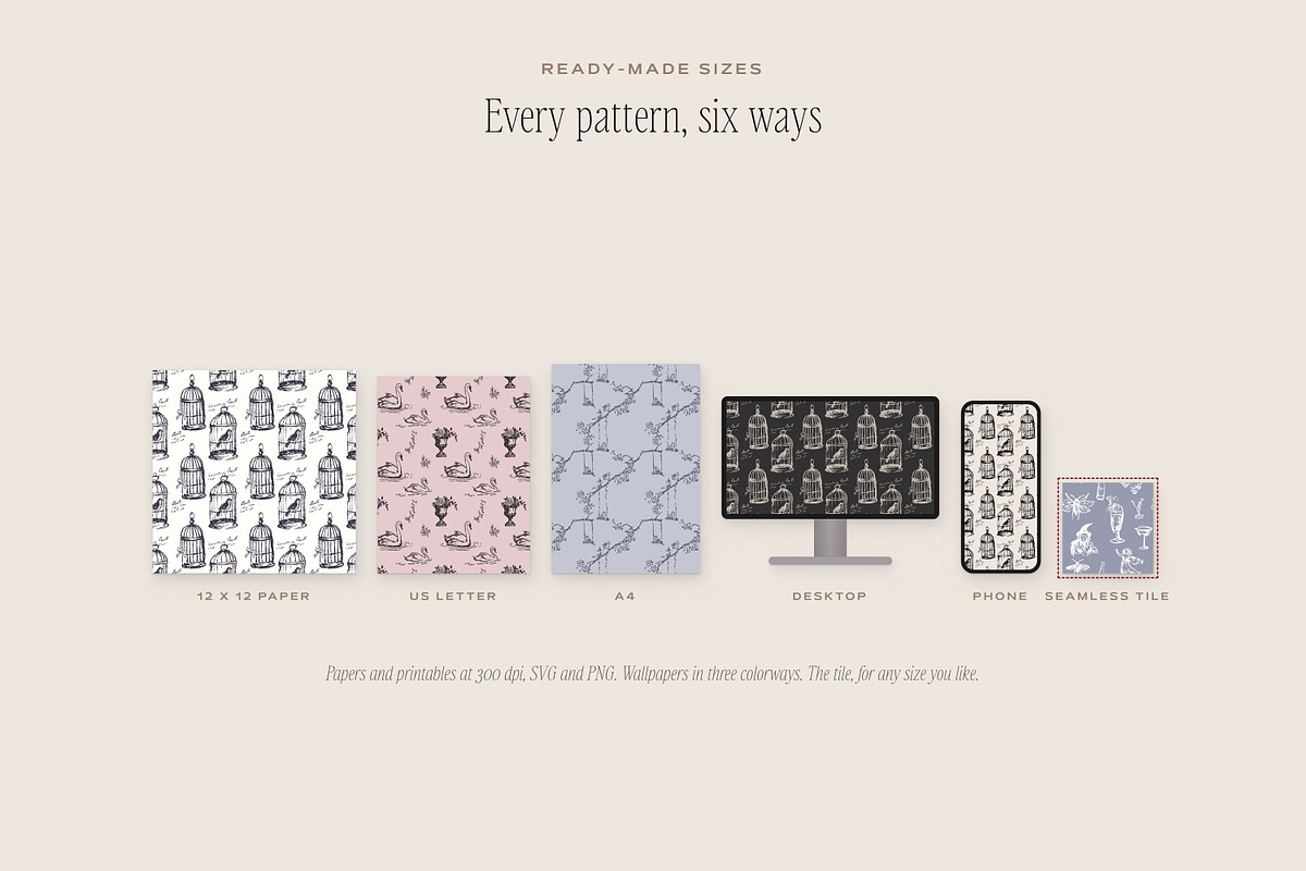 Toile & Vignette Seamless Patterns, a Pattern Graphic by The October Creative (Photo 9 of 12)
