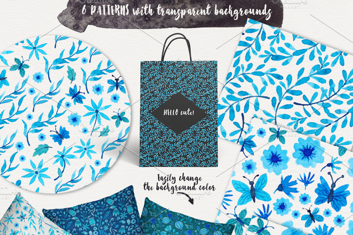 Azure Madness - Floral Pack, an Illustration by Stella's Graphic Supply (Photo 5 of 6)