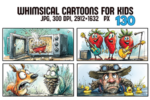 Whimsical Cartoon Characters for Kid, an Illustration by PrintHaven Designs