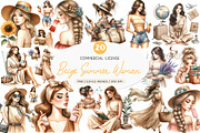 Watercolor Beige Summer Woman Png, an Illustration by SinaCreation (Thumbnail 1 of 5)