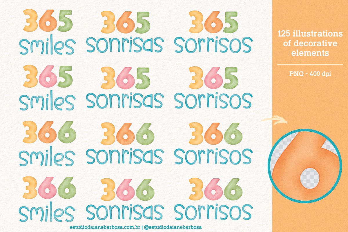 365 Smiles - Cliparts Set, an Illustration by Estudio Daiane Barbosa (Photo 2 of 9)