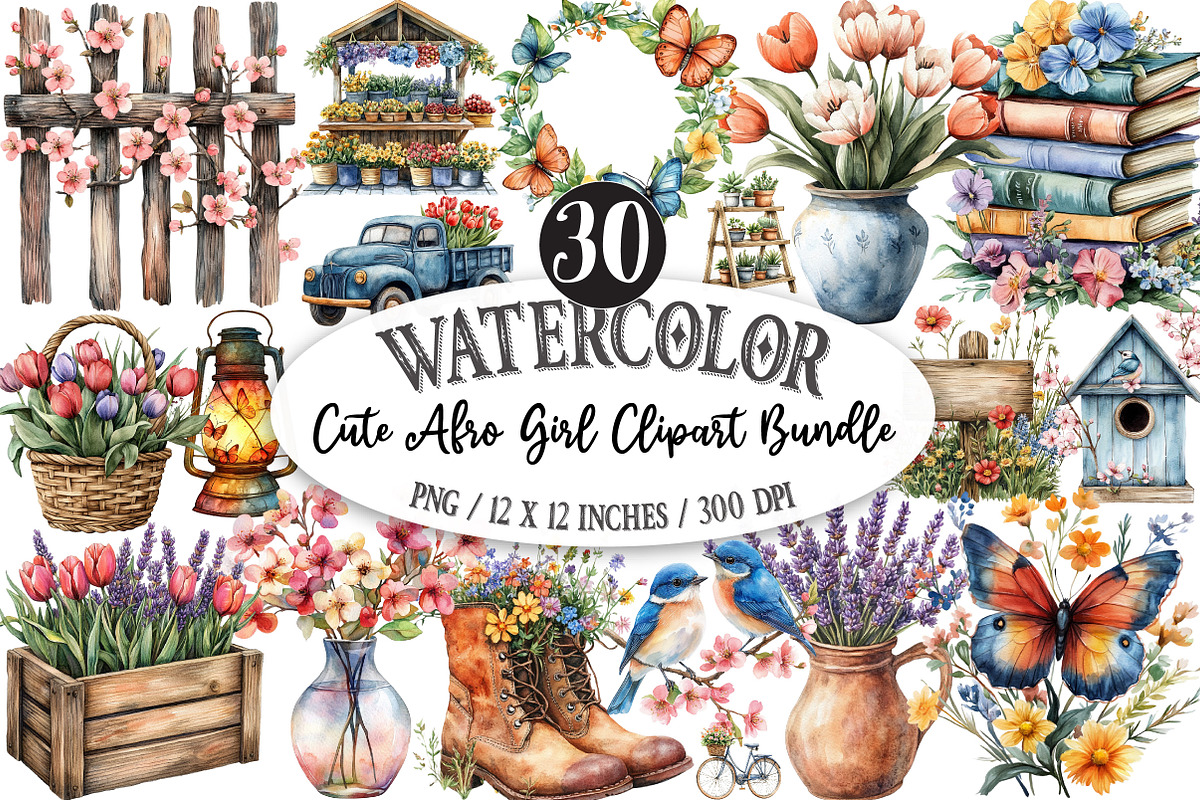 Spring Clipart Bundle, an Illustration by Designking (Photo 1 of 5)