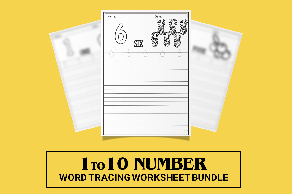 Number Word Tracing KDP Worksheets, an Education Illustration by Nokibs Pattern (Photo 2 of 2)