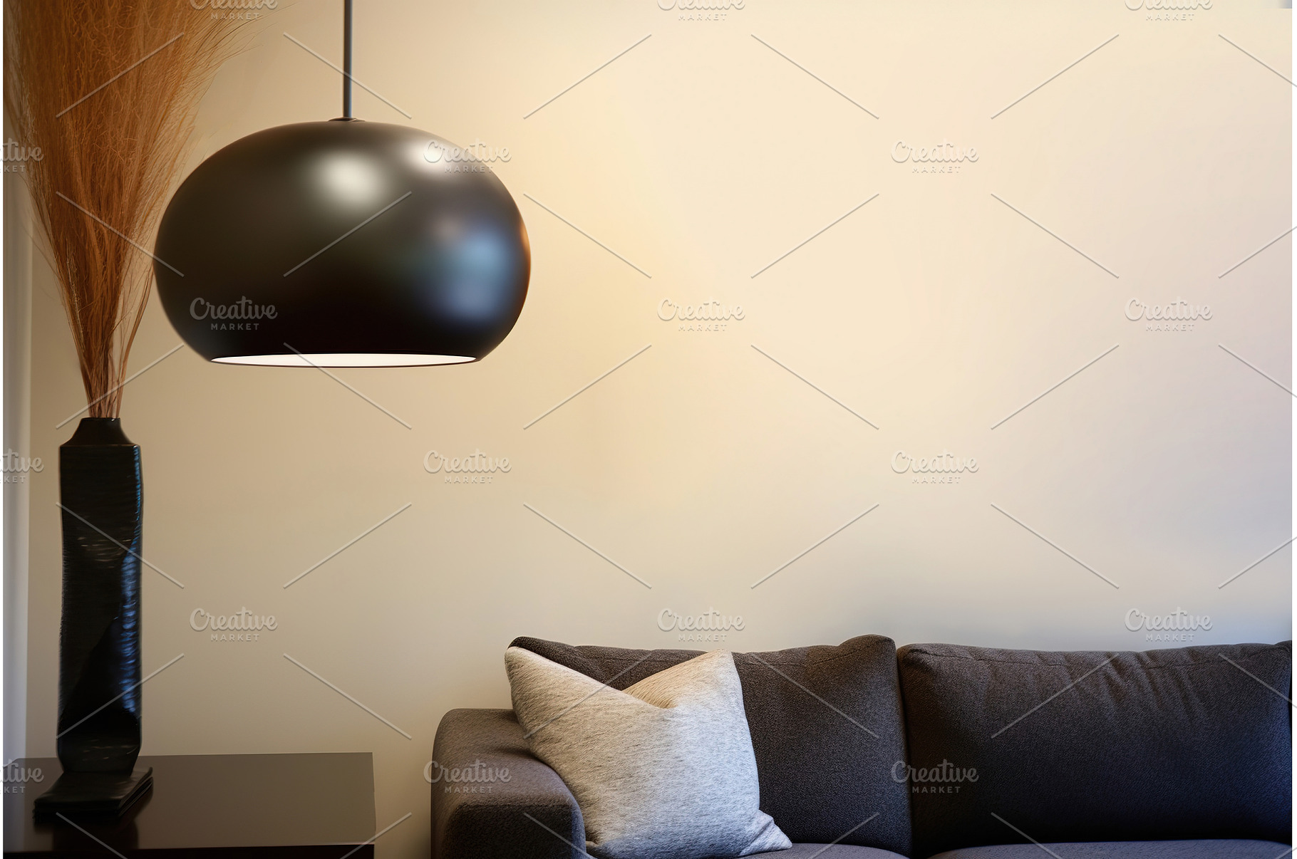 stylish living room with sleek, an Abstract Photo by Lermont51