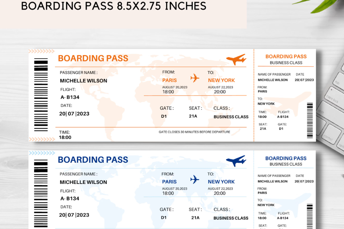 Editable Boarding Pass Template, a Card Template by YasdeyDesigns (Photo 6 of 8)