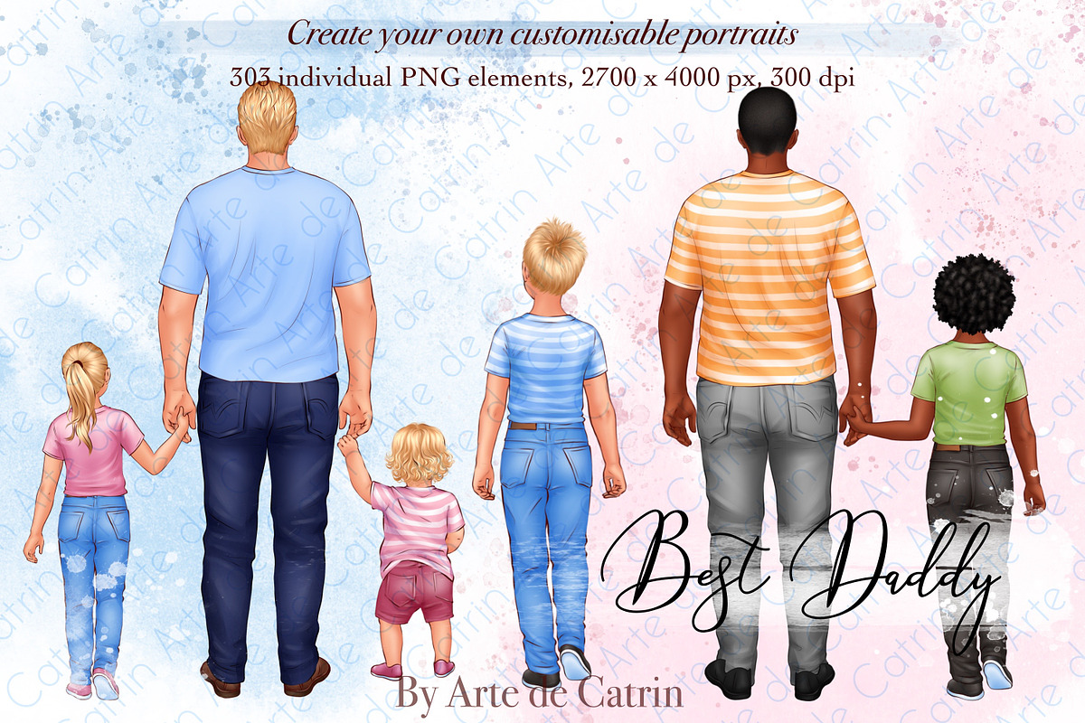 Best Daddy Clipart, Dad and Children, a Person Illustration by ArtedeCatrin (Photo 1 of 11)