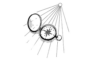 Compass. Hand drawn sketch. Vector