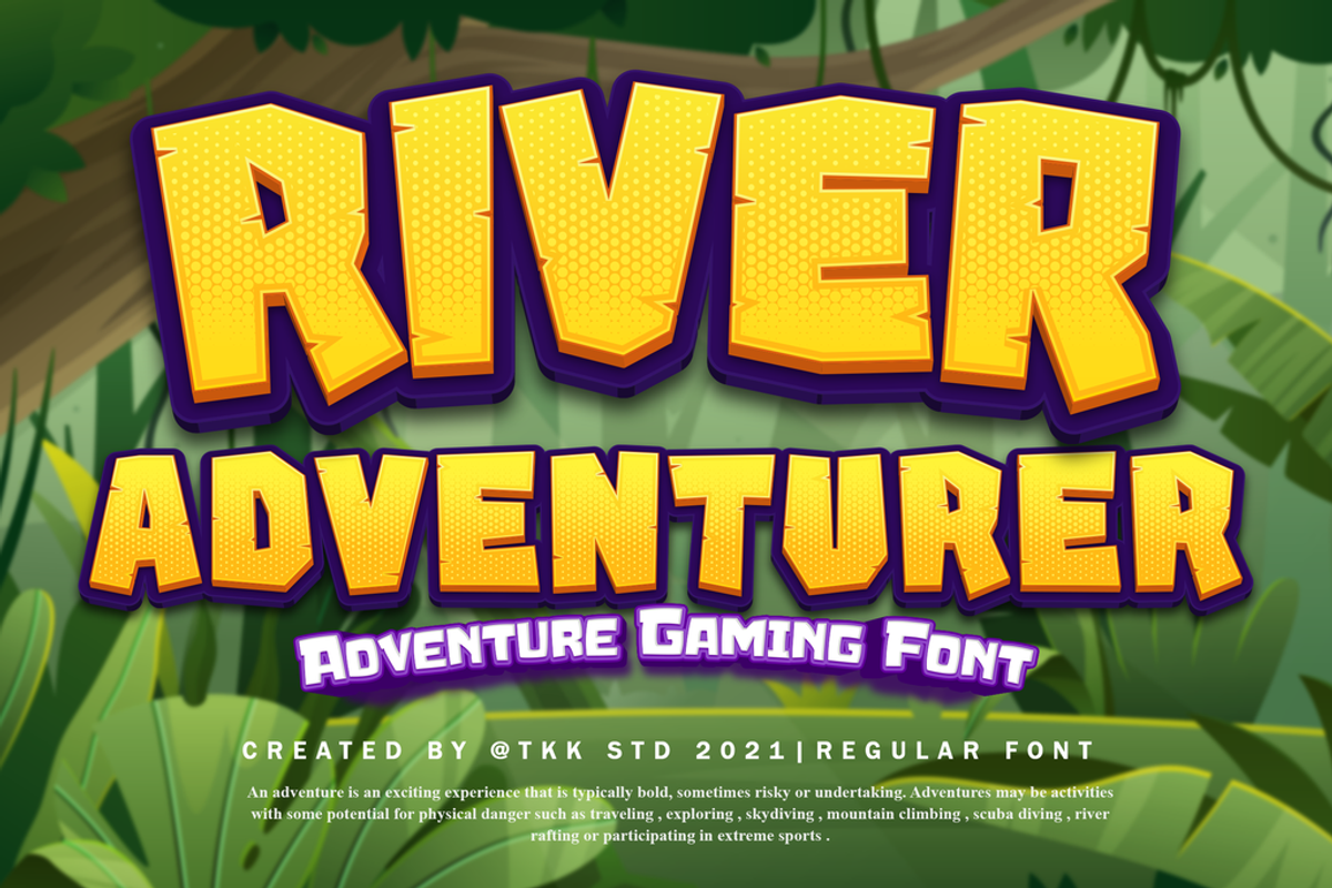 River Adventurer - Block Font, a Sans Serif Font by tokokoo (Photo 1 of 13)