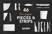 46 Textured Torn Paper Pieces Strips, a Texture Graphic by Ksuview (Thumbnail 1 of 8)