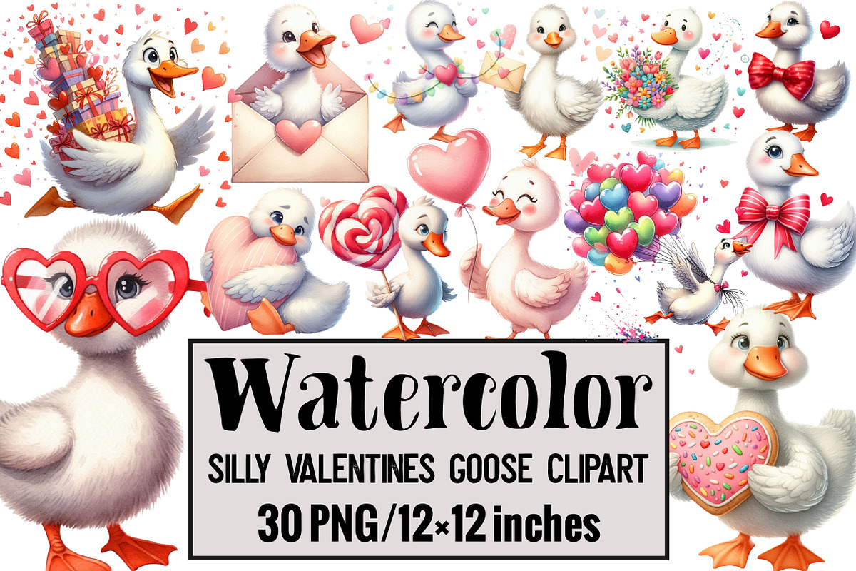 Silly Valentines Goose Clipart, an Illustration by Design Market (Photo 1 of 3)