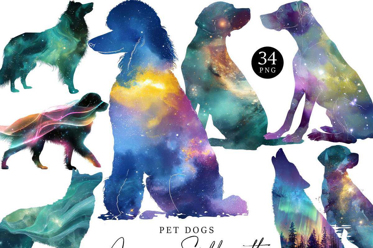 Aurora Silhouettes dogs Clipart, an Animal Illustration by Design Scotch (Photo 1 of 9)