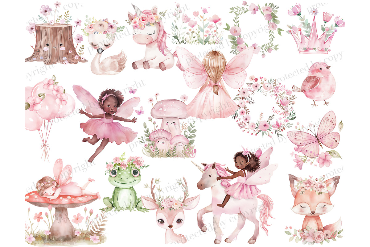 Fairy Clipart Bundle, an Animal Illustration by GlamArtZhanna (Photo 3 of 6)