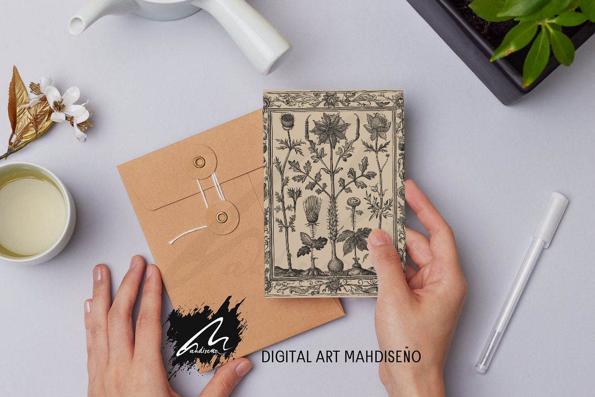 Whimsical botanical Ephemera Pages, a Pattern Graphic by Digital Art Mahdiseño (Photo 7 of 11)