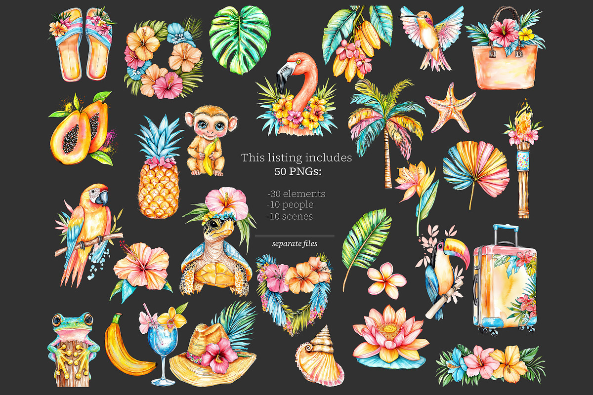 Tropical Summer Clipart | Vacation, a Person Illustration by GlamArtZhanna (Photo 6 of 8)