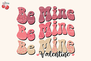 Be Mine Valentine Retro Groovy PNG