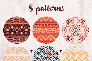 Vector Tribal Seamless Pattern Set