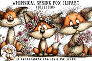 Whimsical Spring Fox Clipart, an Illustration by OK Design (Thumbnail 1 of 6)