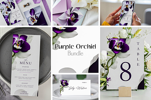 Purple Orchid Wedding Template Bundl, a Stationery Template by MarryMeMoments