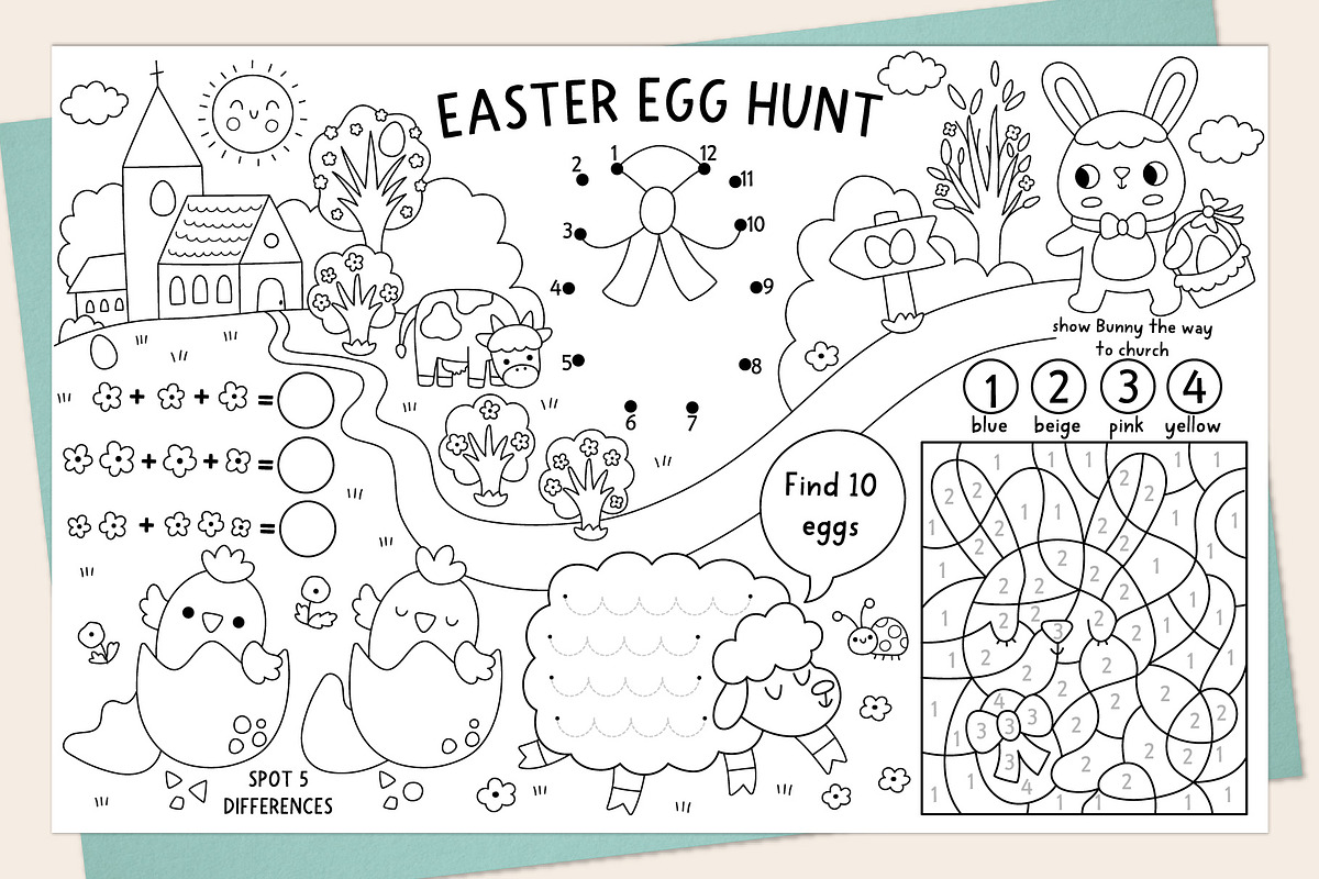 Easter egg hunt coloring placemats, an Education Illustration by Lexi Claus (Photo 2 of 6)