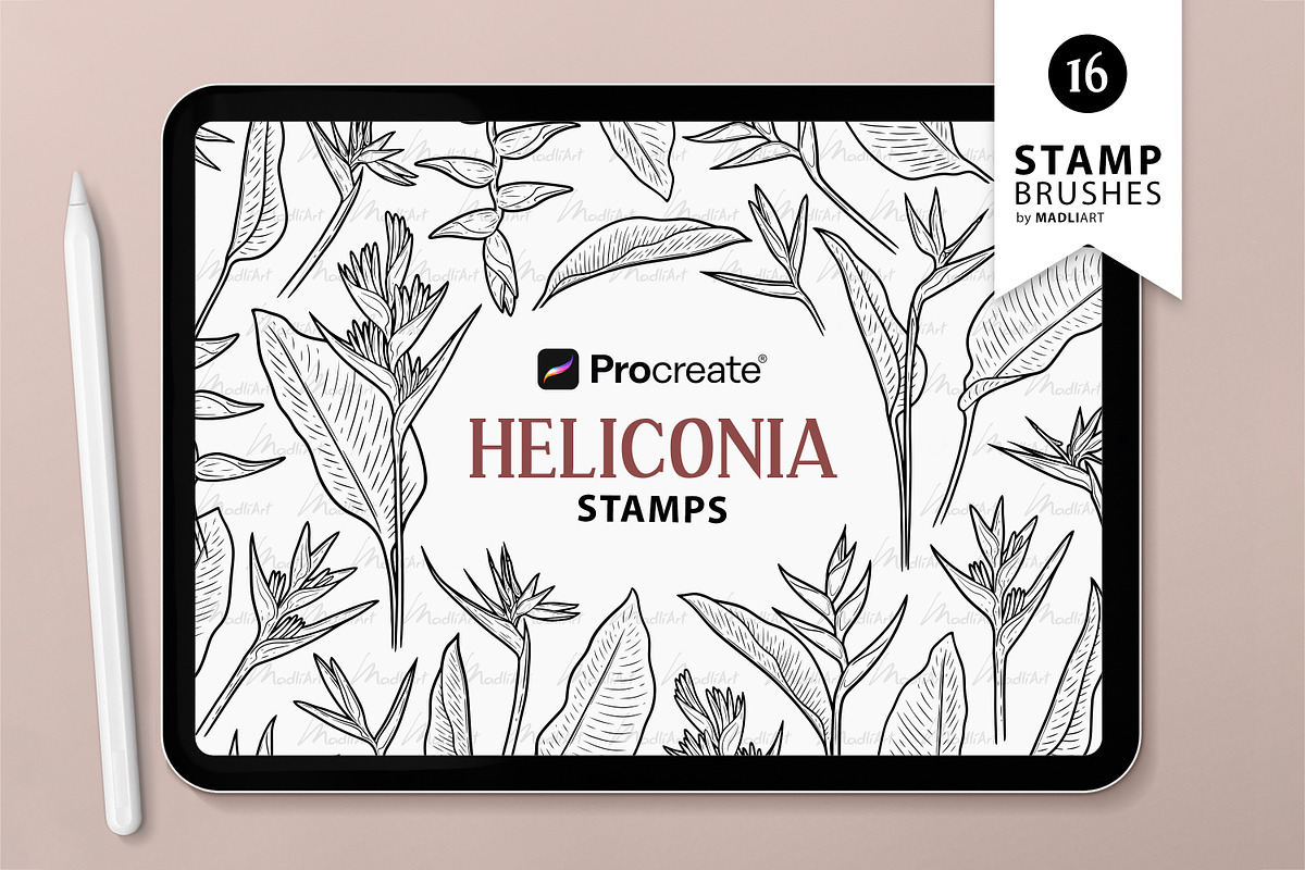 Heliconia Plant Procreate Stamps, a Brush Add-On by MadliArt (Photo 1 of 5)