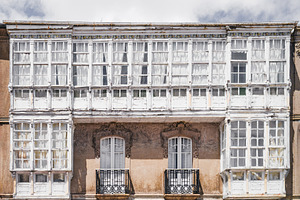Galician facade with balconies, an Architecture Photo by SkyNext