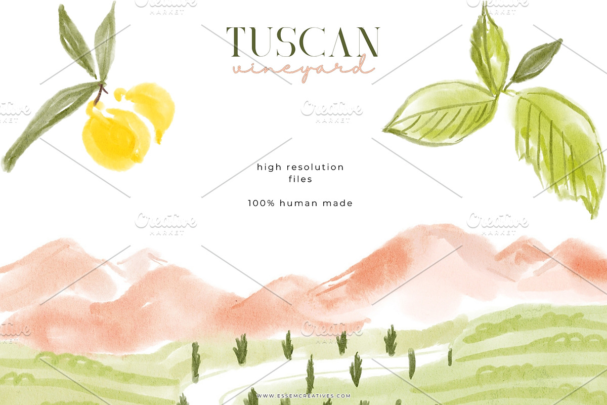 Tuscan Vineyard Whimsical Graphics, a Background Graphic by Essem Creatives (Photo 6 of 7)