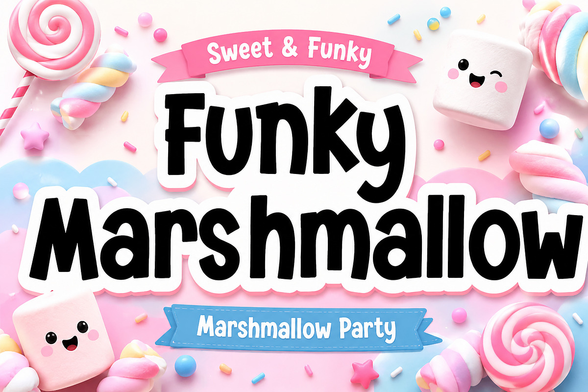 Funky Marshmallow, a Sans Serif Font by Wow Magic (Photo 1 of 4)