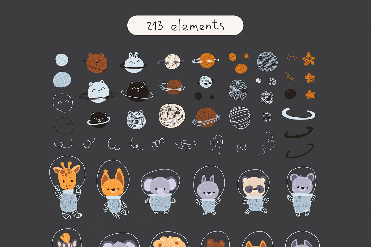 Space. Little astronauts, an Animal Illustration by tata_ota (Photo 3 of 13)