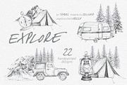Explore Clipart Set, a Transportation Illustration by ArtCreationsDesign (Thumbnail 1 of 3)