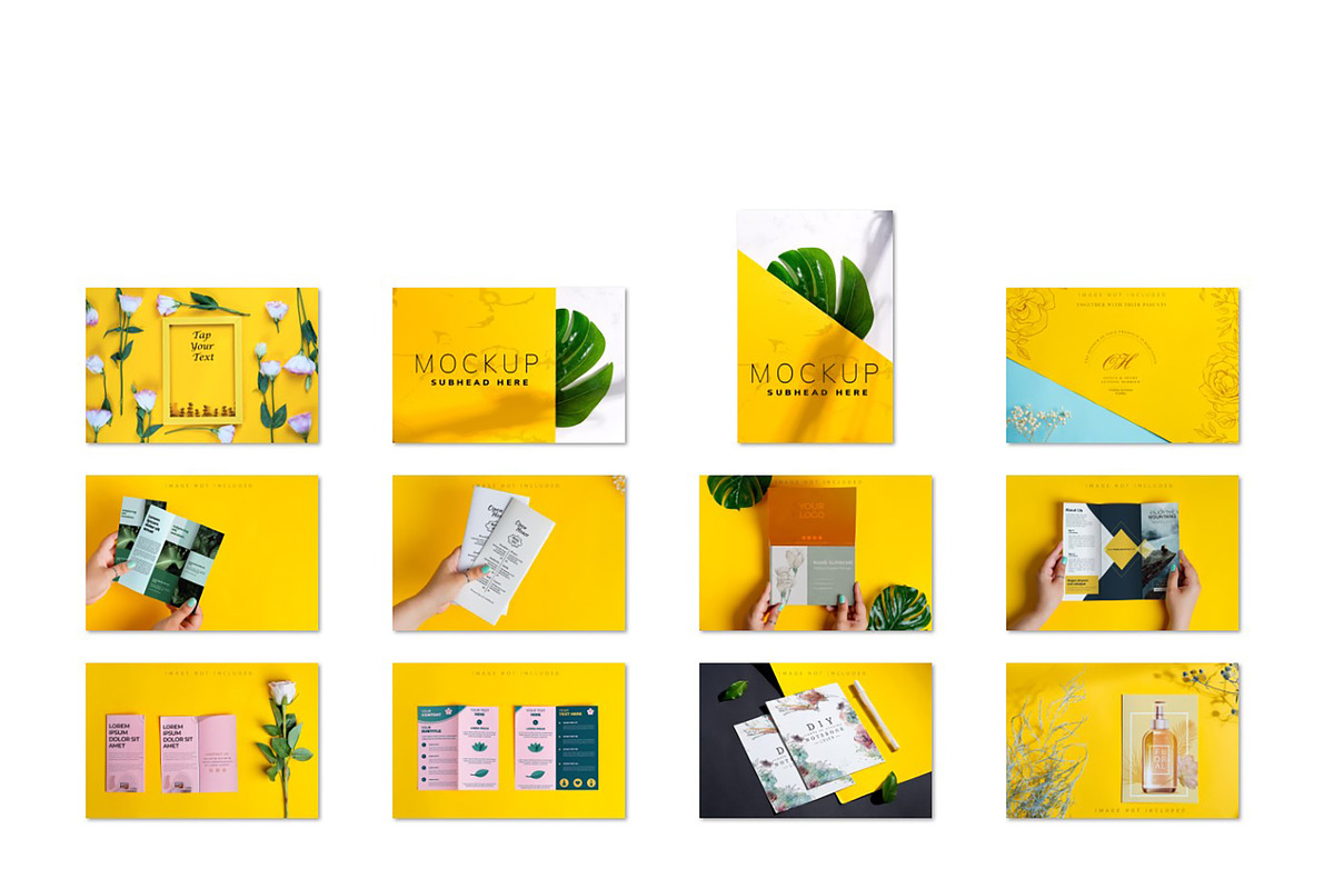 Brochures on yellow mockup set, a Brochure Template by YuMyart (Photo 5 of 6)