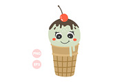 Cute Ice Cream Illustration, a Food Illustration by ⋒DesignECShop⋒ (Thumbnail 1 of 3)