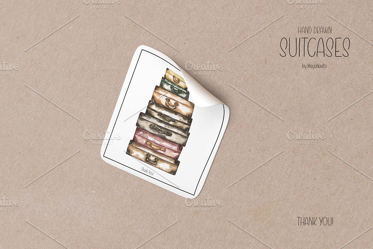 Watercolor Suitcases Collection, an Object Illustration by MayaNavits (Photo 6 of 6)