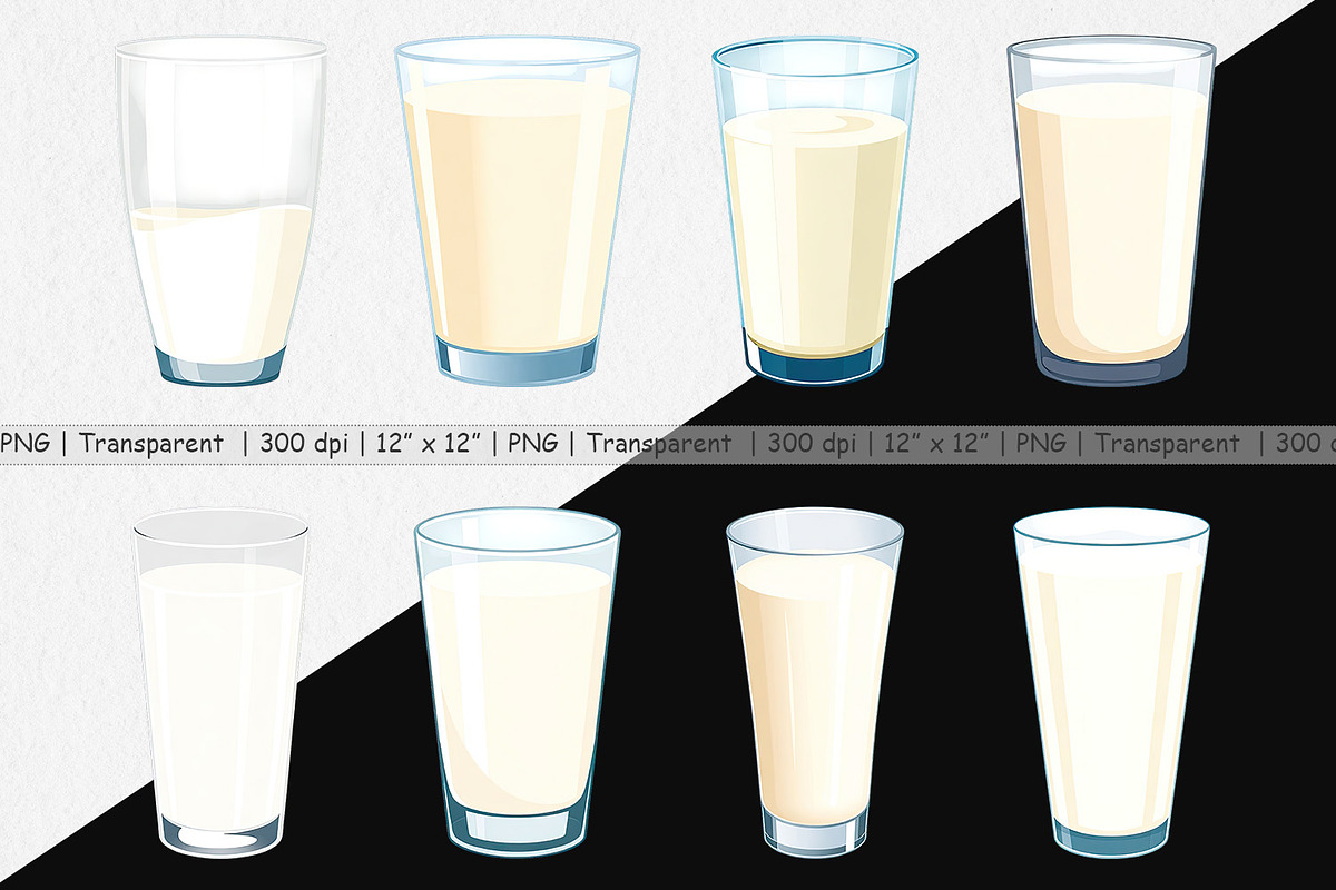 Glass of Milk Clipart, a Graphic by Artnoy (Photo 2 of 5)