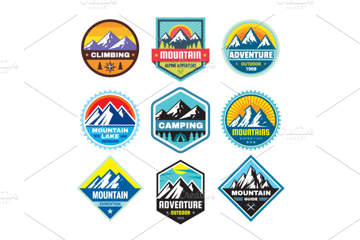 45 Badges & Logos Mountains Camping, a Branding & Logo Template by serkorkin (Photo 3 of 6)