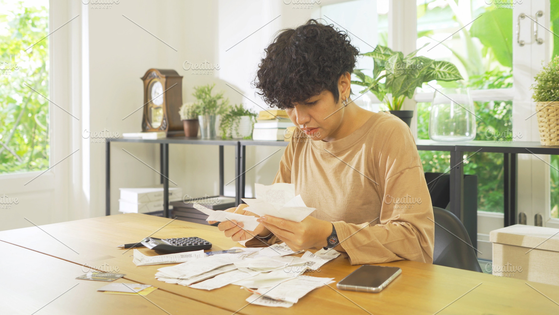 Portrait of stressed Asian woman, audit person and confused by c, a Photo by Tampatra