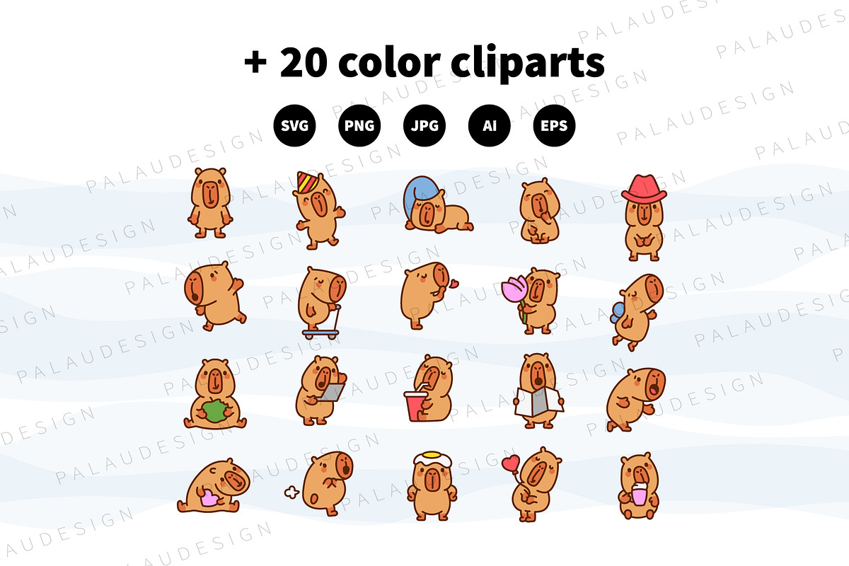 Cute Kawaii Capybara Character, an Animal Illustration by Palau (Photo 10 of 12)