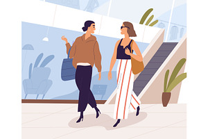 Women friends in shopping mall, a Person Illustration by Good Studio