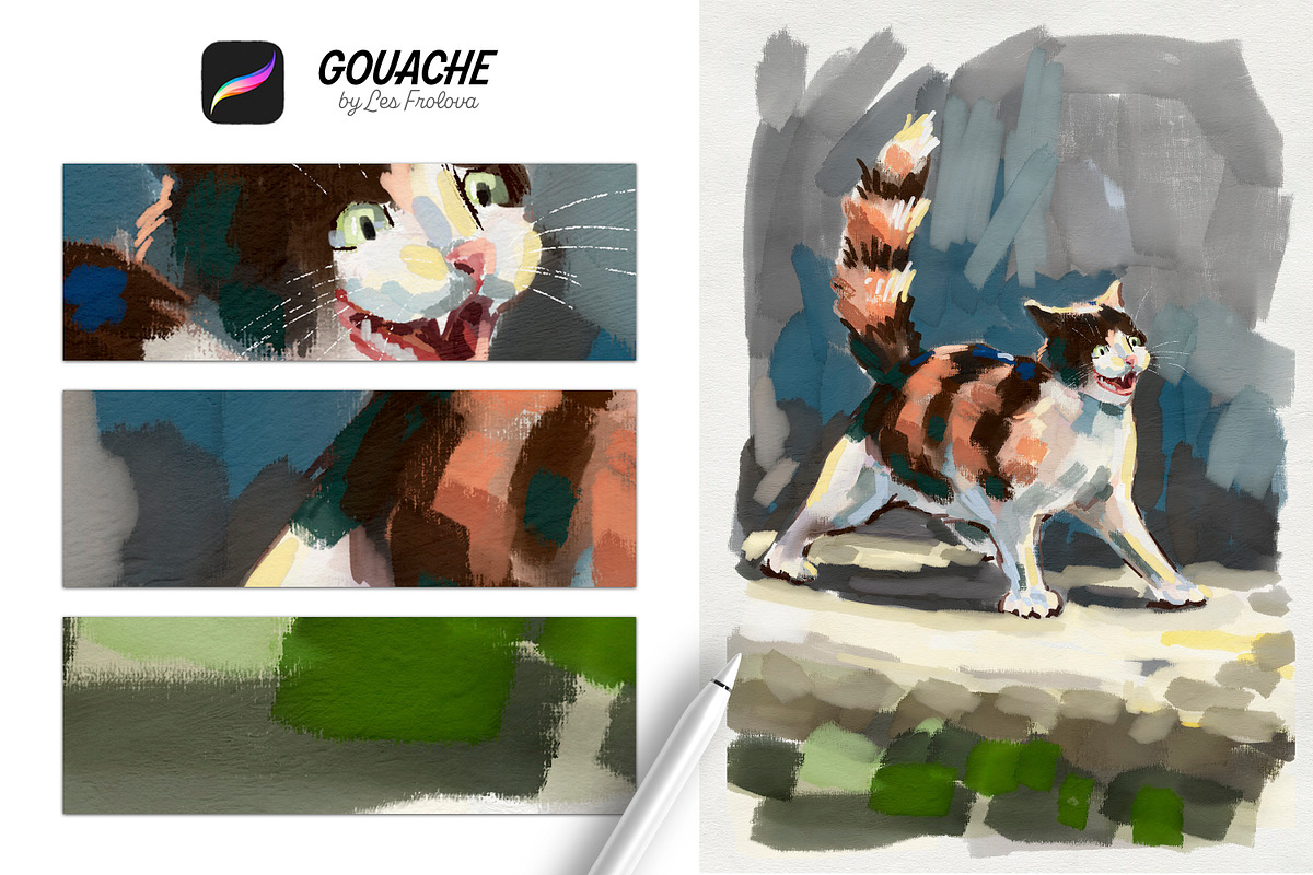 Gouache Brushes for Procreate, a Brush Add-On by Les Frolova (Photo 5 of 9)