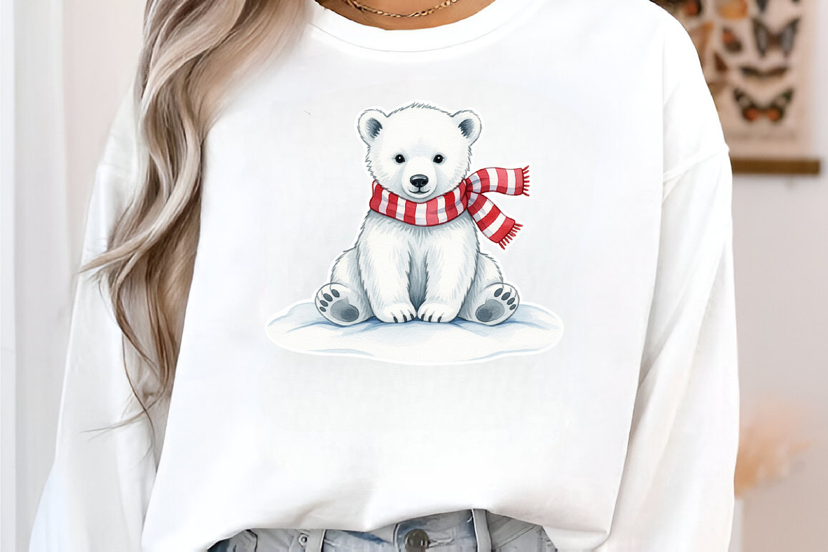 Watercolor Polar Bear Christmas PNG, an Illustration by SinaCreation (Photo 4 of 7)